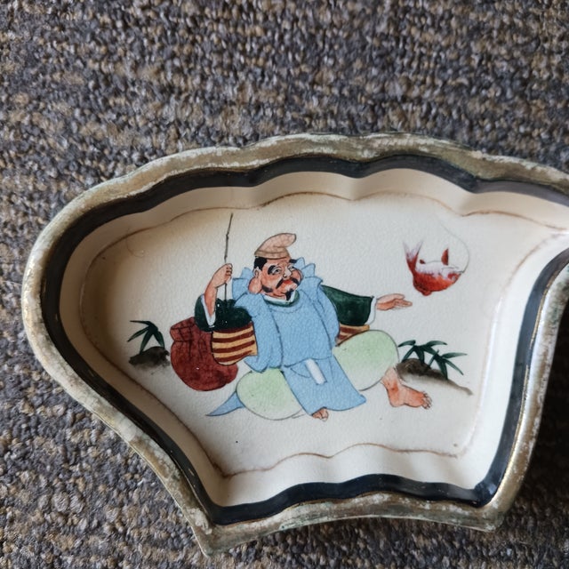 1940s Japanese Immortals Relish or Condiment Tray For Sale - Image 9 of 12