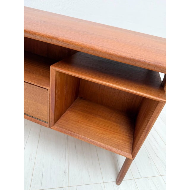 Brown Vintage Danish Teak Model 75 Desk by Gunni Omann for Omann Jun, 1960s For Sale - Image 8 of 18