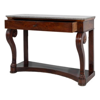 19th Century France Empire Brown Wood Console Table For Sale