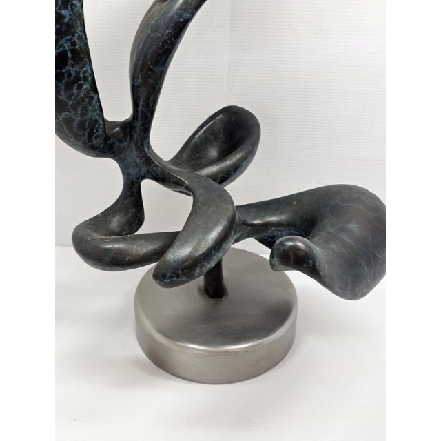 1980s Large 20" Solid Bronze Abstract Organic Modern Sculpture Verdigris Patina 40 LBS For Sale - Image 14 of 17