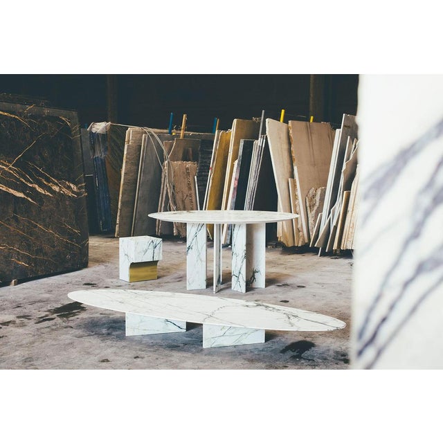 Dining table by Jeroen Thys van den Audenaerde Dimensions: 74 x 140 x 120 cm Marble and brass Made of carefully chosen...