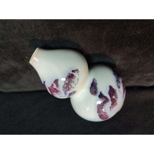 Chinese Ceramic Vase,Jun Ware Transmutation Glaze Porcelain Gourd Vase For Sale - Image 10 of 11