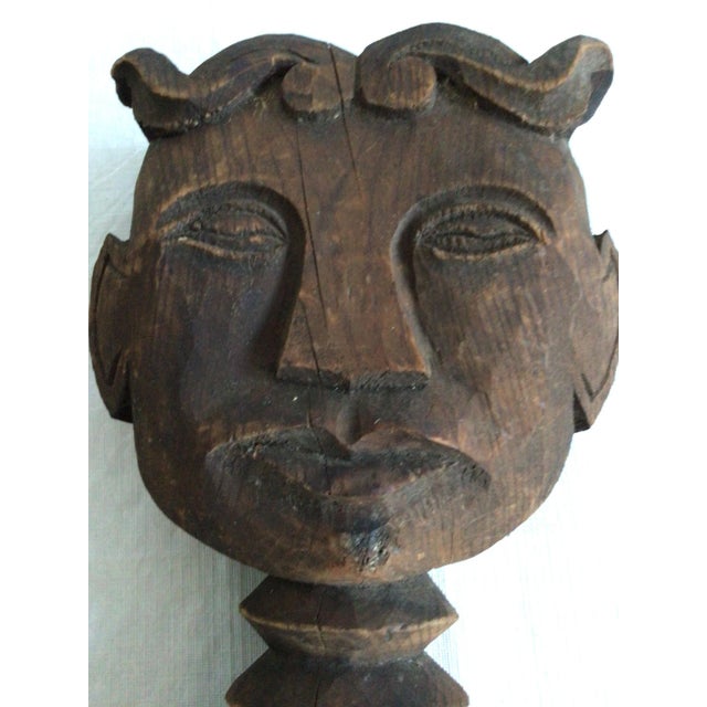 1940s Carved Wood Statue For Sale In New York - Image 6 of 12