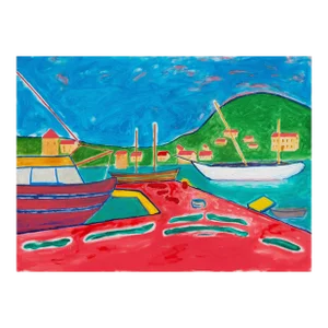 'Port-Vendres' by Anthony McNaught, 2022, Côte Vermeille, France, California, Large Post-Impressionist Oil