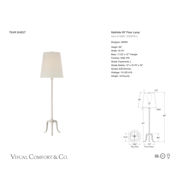 AERIN by Visual Comfort Signature Mathilde 59" Floor Lamp in Plaster White with Linen Shade Designer: AERIN Height: 59"...