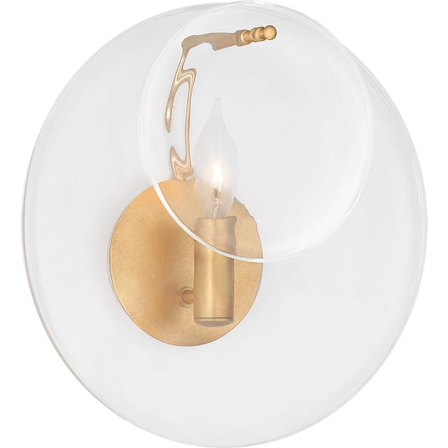 Loire Small Sconce in Gild with Clear Strie Glass Designer: AERIN Finish: Gild Height: 12" Width: 12" Extension: 5.75"...