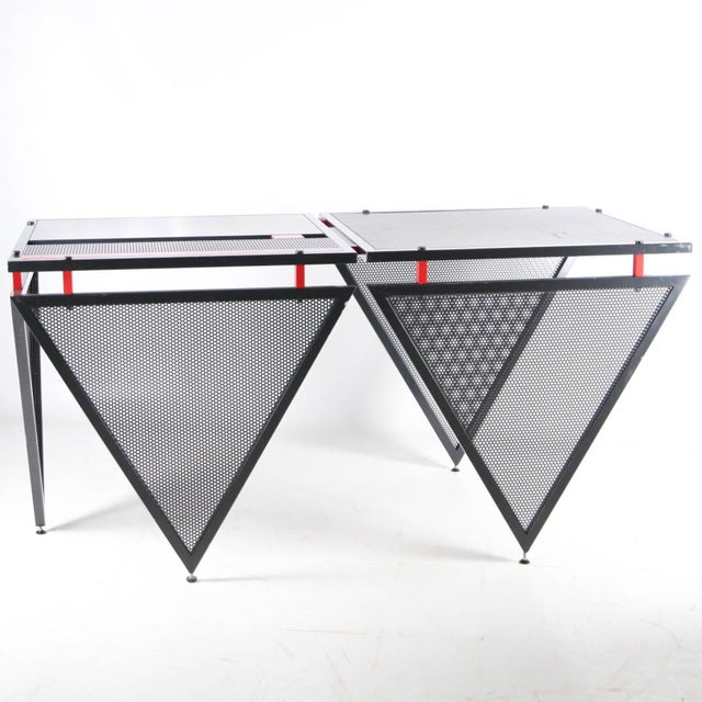 Gray Postmodern Metal Desk and Stool, 1980s, Set of 2 For Sale - Image 8 of 11