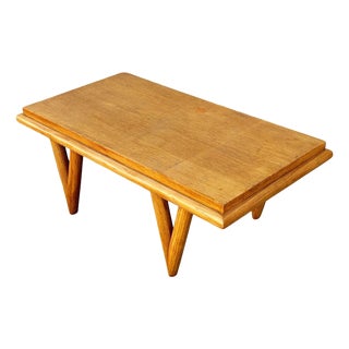1950s Bespoke Mid-Century Stepped Oak Coffee Table W/ Knife Legs by Manheim House For Sale