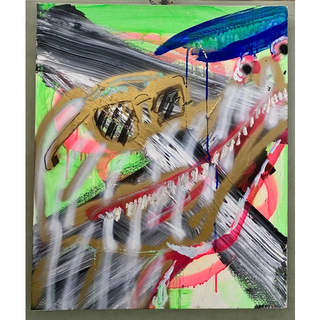 2000 - 2009 Kadar Brock, Mixed Media Oil Painting and Spray Paint Abstract Painting Selbstportrait, 2007 For Sale - Image 5 of 7