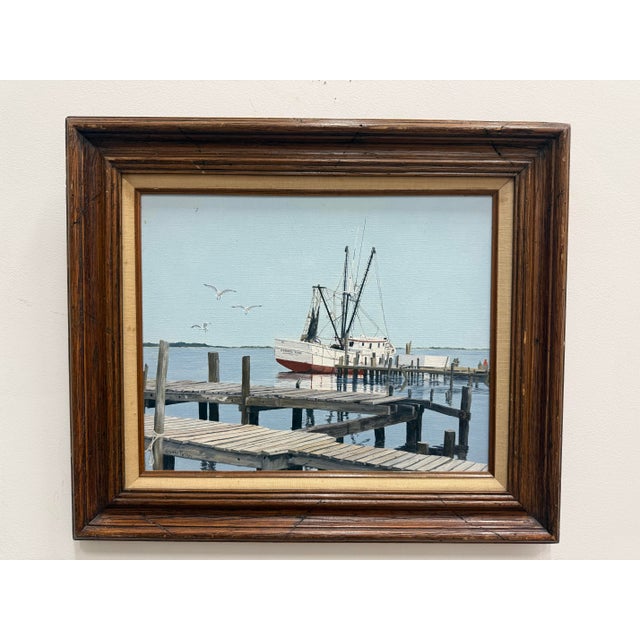 Late 20th Century 1970's Vintage Realism Coastal Acrylic on Canvas Signed Gloria Pelkey For Sale - Image 5 of 12