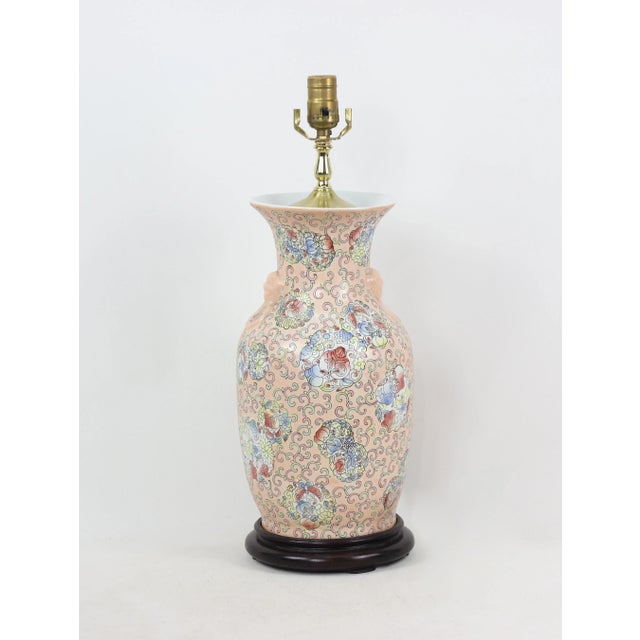 Vintage Chinese Blossoms Vase Lamp For Sale - Image 10 of 10