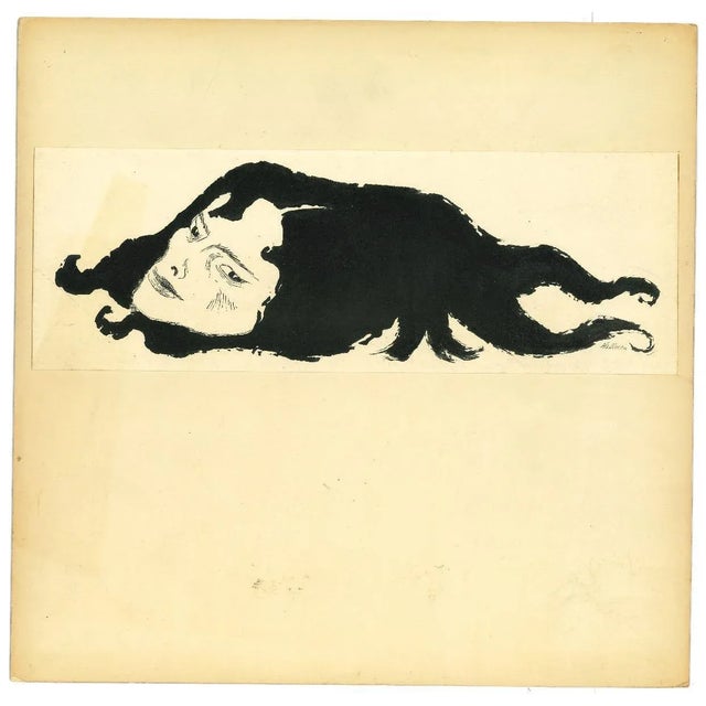 Erinyes is original black China ink drawing on ivory-colored paper applied on cardboard, made by the Swedish illustrator...