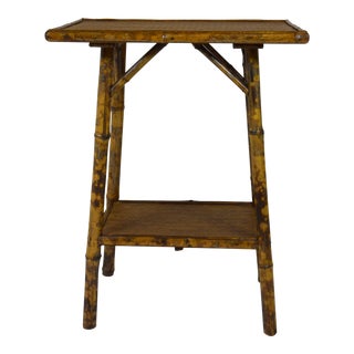 Victorian Bamboo Faux "Tortoise Shell" Finish Table For Sale