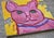 Modern Narratives Collection — Pink Cat With Green Eyes Original oil painting by L. Haas, 6 1/8 x 6 1/8 in unframed wood...