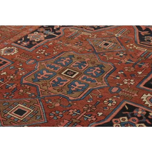 Rug & Kilim Hand-Knotted Antique Persian Serapi Rug in Red, Brown, Medallion Pattern For Sale - Image 4 of 6