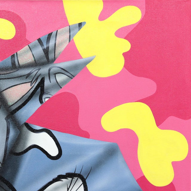 Figurative Honor Y Conejos - Origami Inspired Looney Tunes Figurative Painting on Canvas Original Artwork by Emilio Rama For Sale - Image 3 of 9