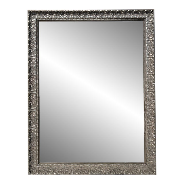 Silver Gilded Carved Wood Mirror For Sale