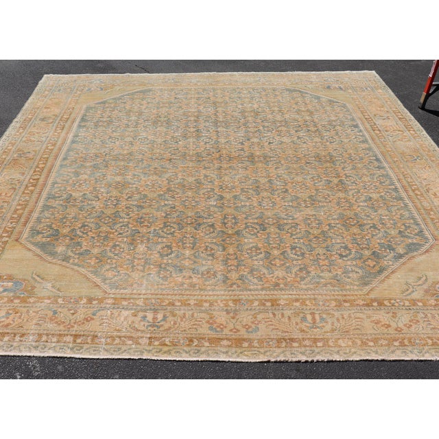 Measures: 11'5 x 14'5 Antique Persian Lilihan Rug with Soft Blue Field and Allover Floral Design. Keivan Woven Arts/...