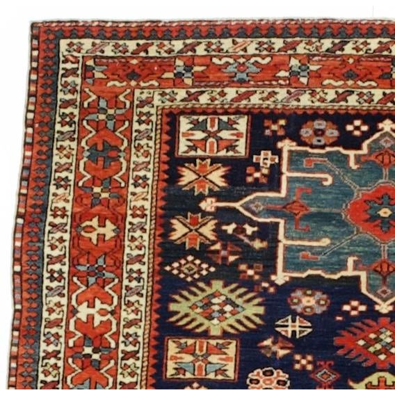 Fine Antique Persian Karajeh Heriz Rug 4'7" X 5’10” For Sale - Image 4 of 5