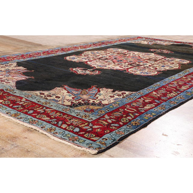 Charcoal Antique Persian Tabriz Rug, 06'03 X 11'05 For Sale - Image 8 of 10