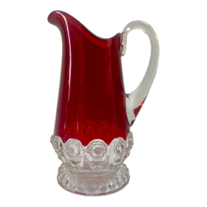 Large Art Deco Vintage Ruby Stained Glass Pitcher or Vase