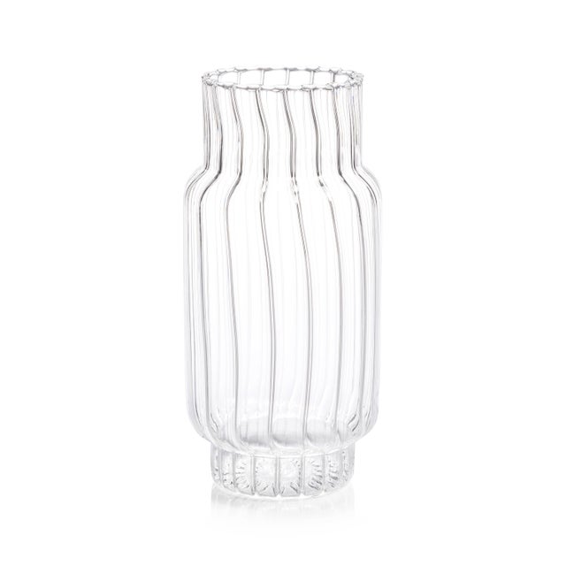 Mimo Clear Optic Glass Vases, Set of 2 For Sale In Los Angeles - Image 6 of 6