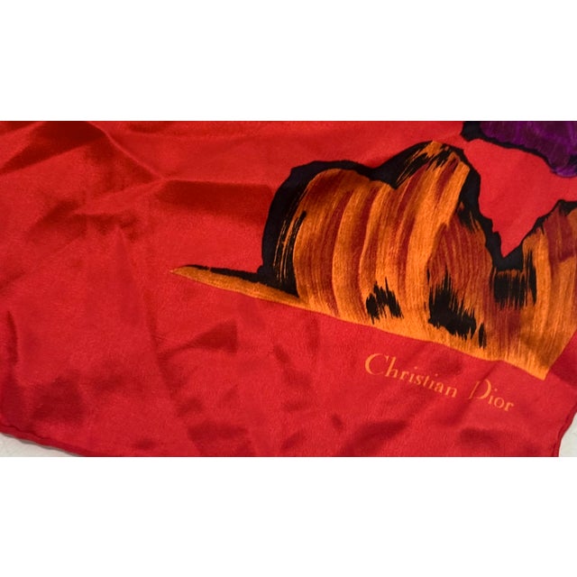 Christian Dior Long Red Silk Scarf For Sale - Image 11 of 11