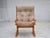 1970s, Norwegian armchair, model "Kengu". Original beige furniture leather, bent wood, canvas. Original very good...