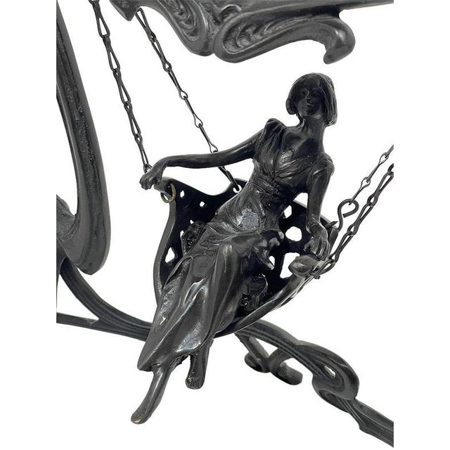 Art Nouveau Demoiselle À La Balancelle Tabletop Vanity Mirror by Erté, Paris, 1907 For Sale - Image 4 of 12