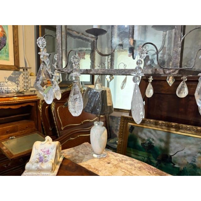 French 48 High Large Antique Style Metal Lantern Frosted Glass French Style For Sale - Image 3 of 8