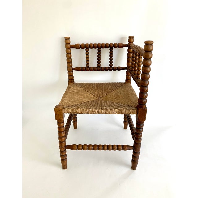 Dutch Oak Corner Bobbin Chair For Sale - Image 4 of 7