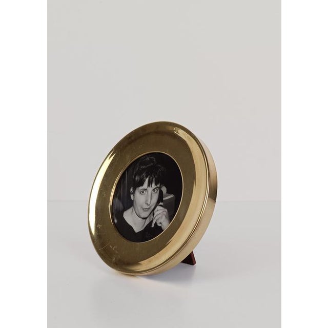 Vintage Italian Round Brass Picture Frame, 1970s For Sale - Image 9 of 14