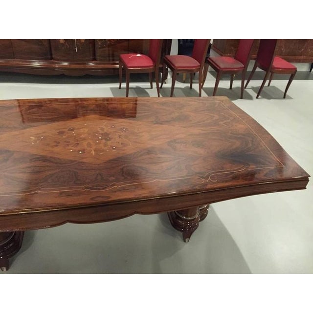 Wood Jules Leleu Style French Art Deco Dining Table For Sale - Image 7 of 9