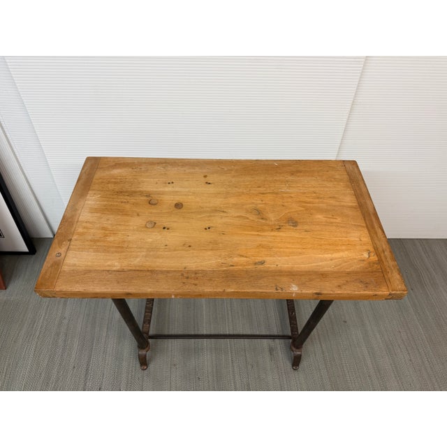 Black Bewick Industrial Wood & Iron Table For Sale - Image 8 of 12