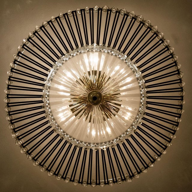 Large Brass and Crystal Flush Mount by Ernst Palme, Germany, 1970s For Sale - Image 14 of 16