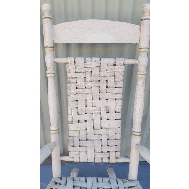 19th Century 19thc Oyster Painted Wooden Rocking Chair For Sale - Image 5 of 9