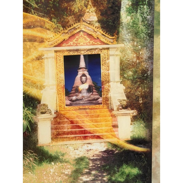 Ethereal Temple Scene, Lush Greenery, Golden Drapery, Fine Art Photography Framed For Sale In Chicago - Image 6 of 11