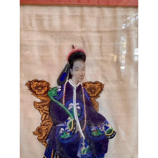 Asian Antique Antique Pith Painting Empress For Sale - Image 3 of 4