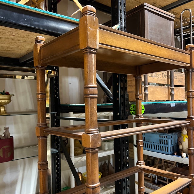 Up for consideration is a beautiful vintage wooden bookcase with glass shelves. This would look lovely in your home and it...
