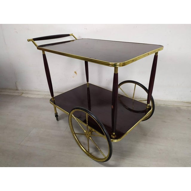 1950s Vintage Brass Service Trolley, 1950s For Sale - Image 5 of 18
