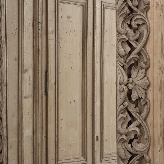 Antique French Louis XIV Baroque Stripped Hand-Carved Wood Mirror For Sale - Image 16 of 18
