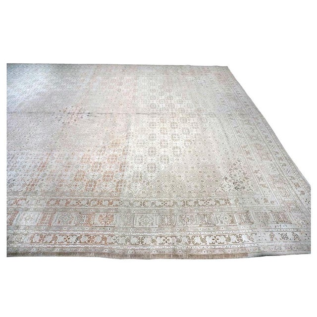 Antique Persian Tabriz Wool 13x18 Gray & Ivory Handmade Oversized Area Rug #1142928 For Sale - Image 13 of 16