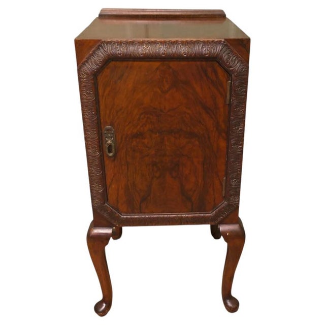 Wood Art Deco Walnut Bedside Cabinet on Cabriole Legs, 1900 For Sale - Image 7 of 7