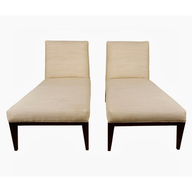 This is a fabulous pair of mid-20th century (perhaps a bit later) chaise longues in the style of Harvey Probber. These...