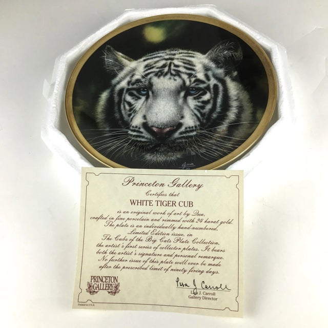 White Vintage 1993 Porcelain Plate of White Tiger Signed Lenox For Sale - Image 8 of 10