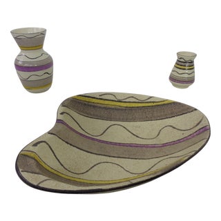 Ceramic Vases & Bowl by Bodo Mans for Bay Keramik, Germany, 1950s, Set of 3 For Sale