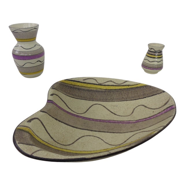 Ceramic Vases & Bowl by Bodo Mans for Bay Keramik, Germany, 1950s, Set of 3 For Sale