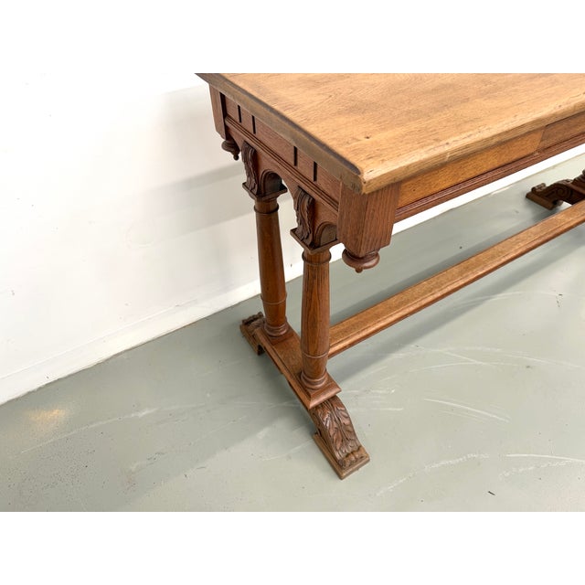 Carved Oak Console Table, 1900s For Sale - Image 10 of 16