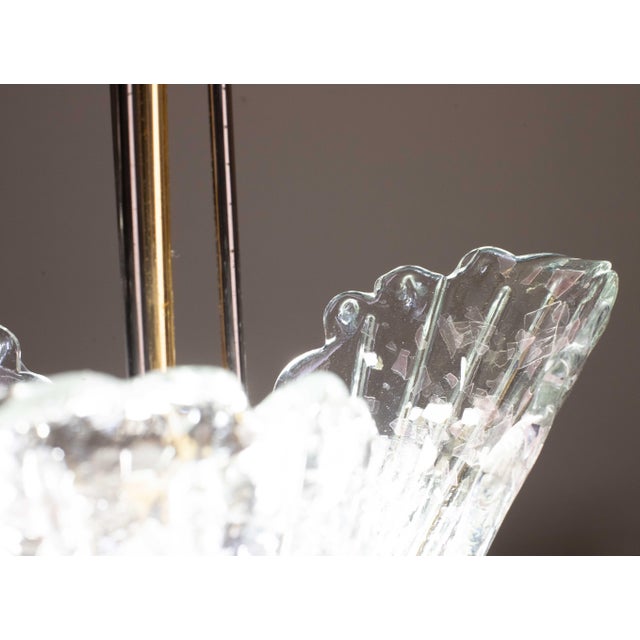 1970s Murano Chandelier With 3 Leaves Iridescent in Murano Glass For Sale - Image 4 of 12