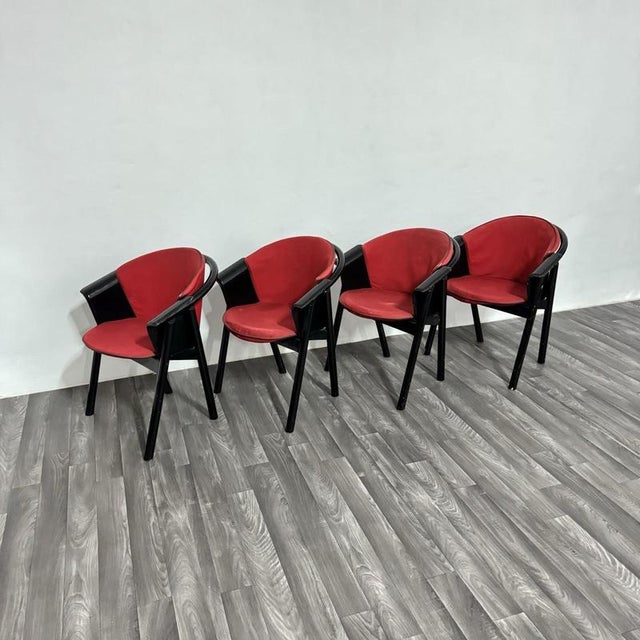 Modern Chairs in Lacquered Wood and Fabric from Pozzi & Verga, 1970s, Set of 4 For Sale - Image 9 of 18